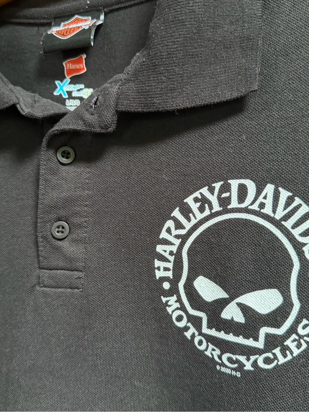 Harley-Davidson Black with White Skull Military Polo - Picture 3 of 5